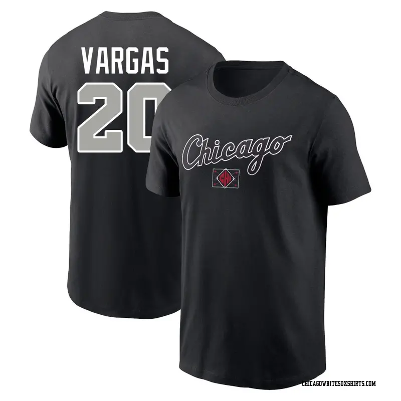 Men's Chicago White Sox ＃20 Miguel Vargas Black 2025 City Connect Word Name & Number T-Shirt
