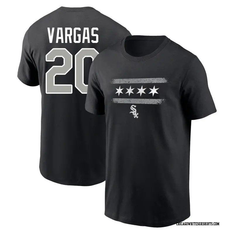 Men's Chicago White Sox ＃20 Miguel Vargas Black Adrenaline Name & Number T-Shirt