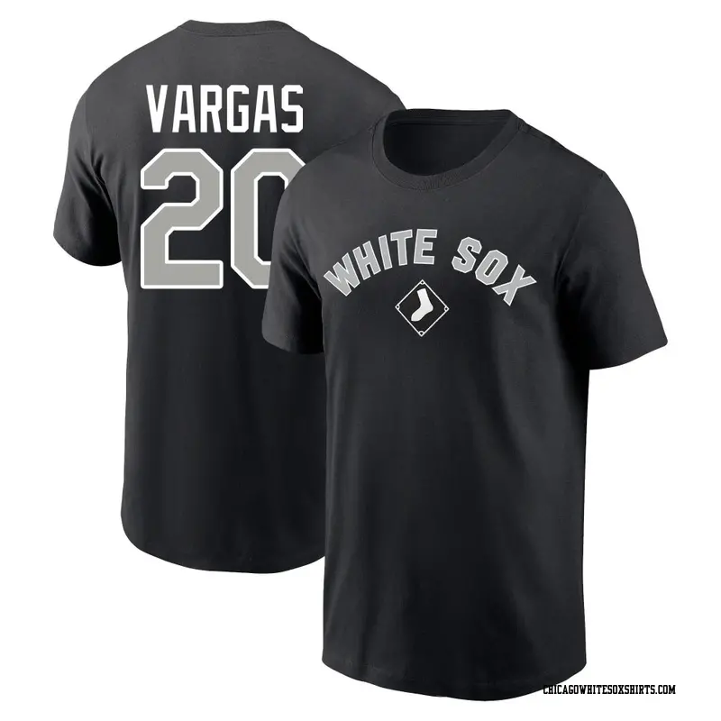 Men's Chicago White Sox ＃20 Miguel Vargas Black Cooperstown Winning Streak Name & Number T-Shirt