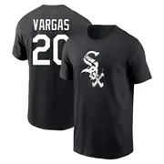 Men's Chicago White Sox ＃20 Miguel Vargas Black Splatter Name & Number T-Shirt