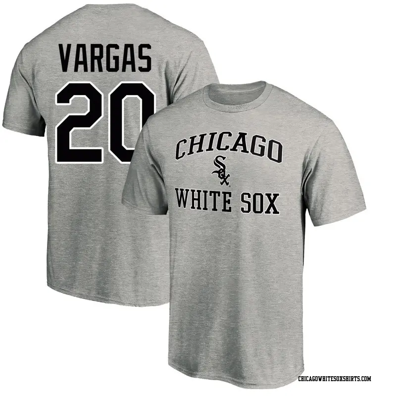 Men's Chicago White Sox ＃20 Miguel Vargas Gray Heart & Soul Name & Number T-Shirt
