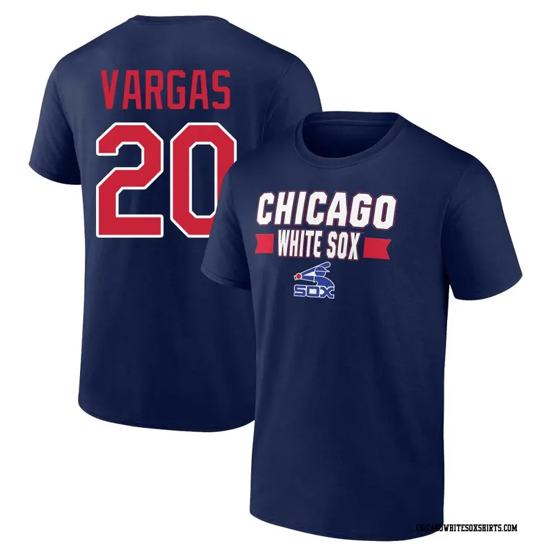 Men's Chicago White Sox ＃20 Miguel Vargas Navy Close Victory Name & Number T-Shirt