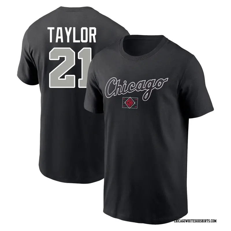 Men's Chicago White Sox ＃21 Michael Taylor Black 2025 City Connect Word Name & Number T-Shirt