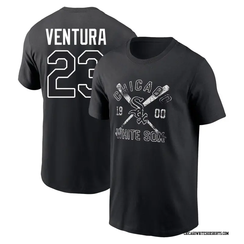 Men's Chicago White Sox ＃23 Robin Ventura Black Second Wind Name & Number T-Shirt