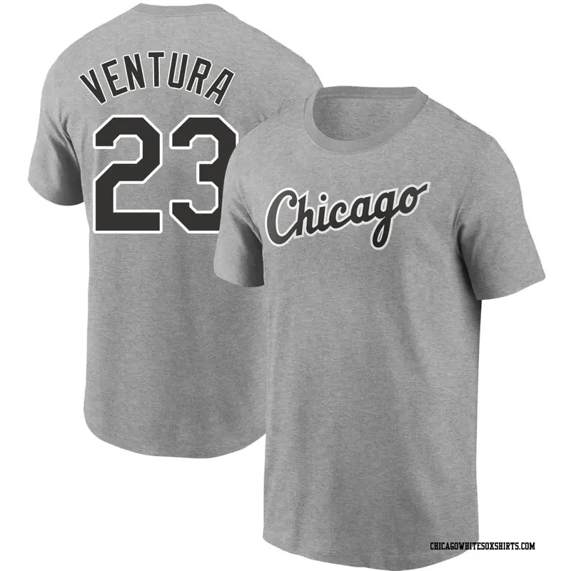 Men's Chicago White Sox ＃23 Robin Ventura Gray Heather Name & Number T-Shirt