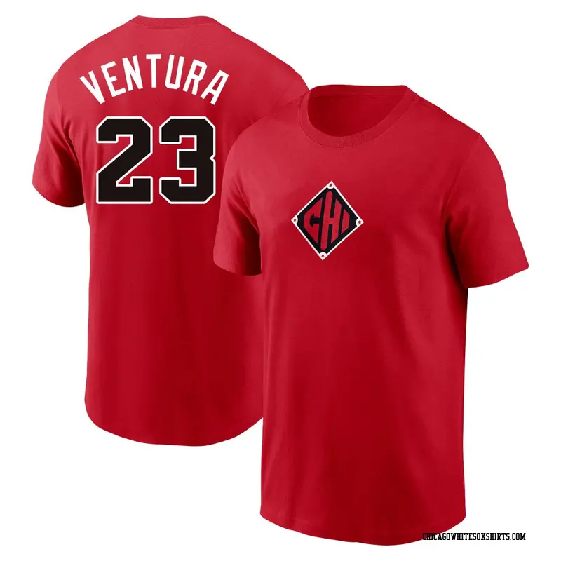 Men's Chicago White Sox ＃23 Robin Ventura Red 2025 City Connect Phrase Script Performance Name & Number T-Shirt