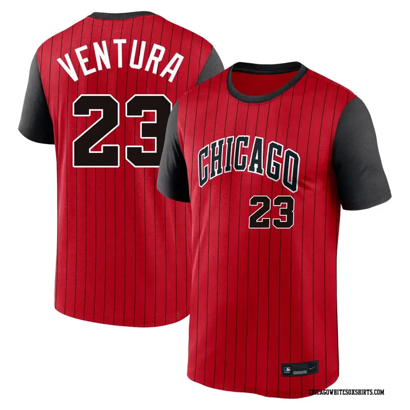 Men's Chicago White Sox ＃23 Robin Ventura Red/Black 2025 City Connect Collection Velocity Performance Game Day Name & Number T-S