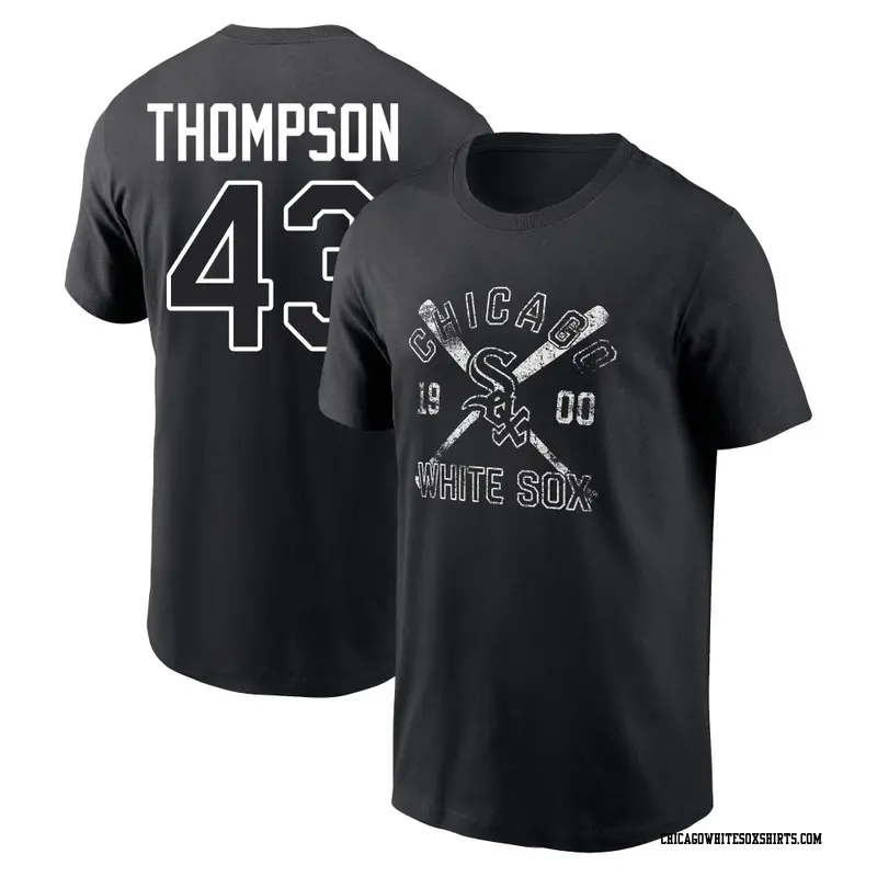 Men's Chicago White Sox ＃43 Trayce Thompson Black Second Wind Name & Number T-Shirt