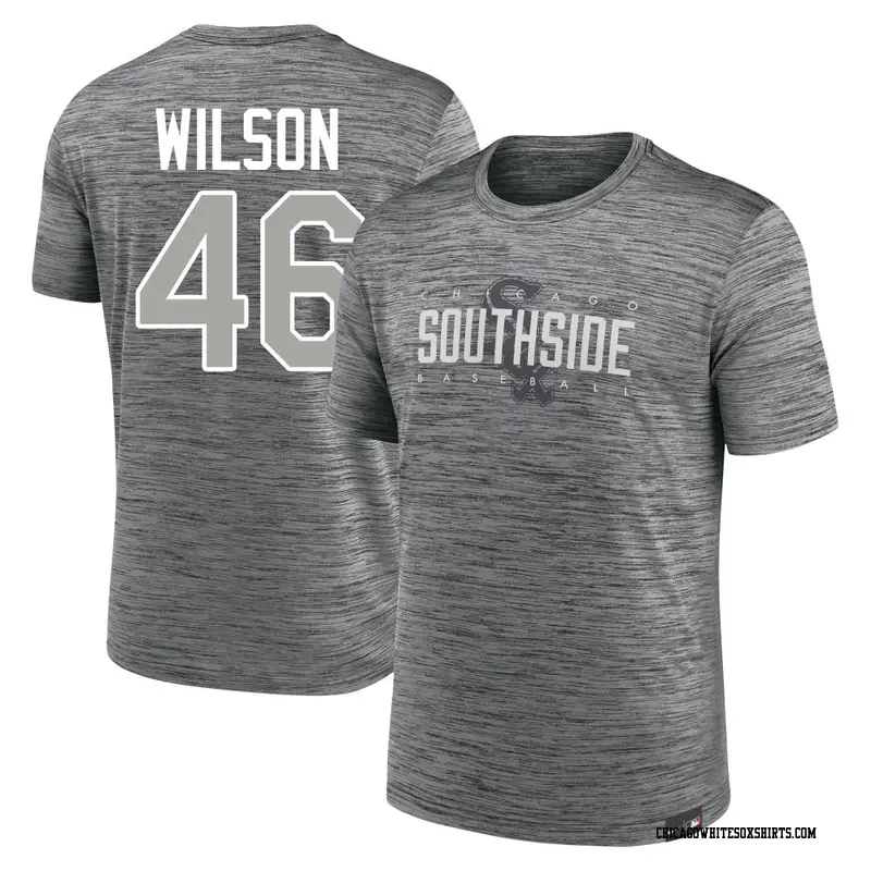 Men's Chicago White Sox ＃46 Bryse Wilson Anthracite City Connect Velocity Practice Performance Game Day Name & Number T-Shirt