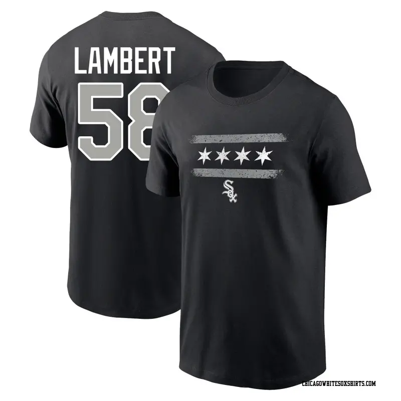 Men's Chicago White Sox ＃58 Jimmy Lambert Black Adrenaline Name & Number T-Shirt