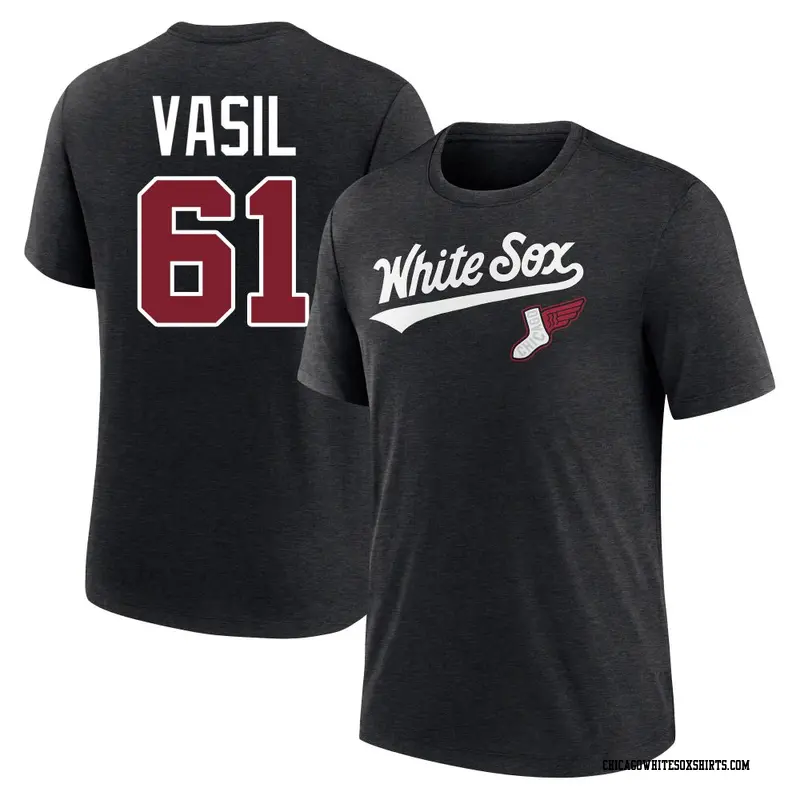 Men's Chicago White Sox ＃61 Mike Vasil Black 2025 City Connect Name & Number T-Shirt