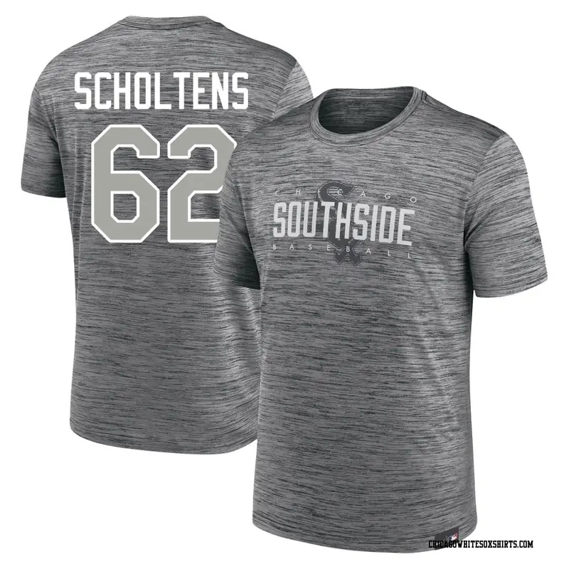Men's Chicago White Sox ＃62 Jesse Scholtens Anthracite City Connect Velocity Practice Performance Game Day Name & Number T-Shirt