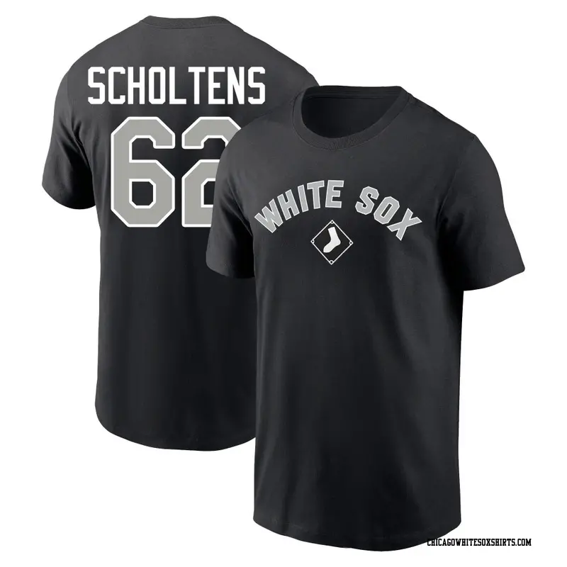 Men's Chicago White Sox ＃62 Jesse Scholtens Black Cooperstown Winning Streak Name & Number T-Shirt