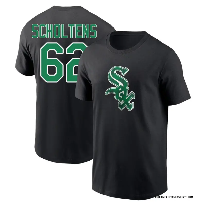 Men's Chicago White Sox ＃62 Jesse Scholtens Black Emerald Plaid Name & Number T-Shirt