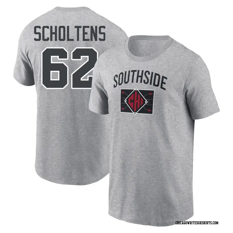 Men's Chicago White Sox ＃62 Jesse Scholtens Gray 2025 City Connect Arched Team Phrase Name & Number T-Shirt