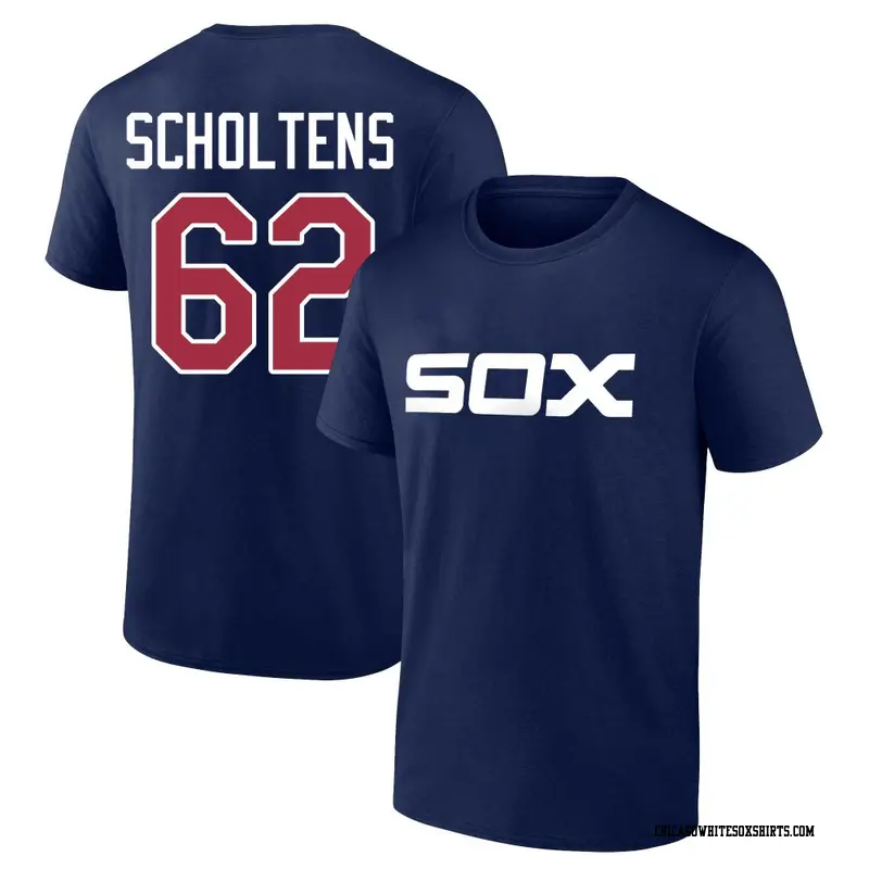 Men's Chicago White Sox ＃62 Jesse Scholtens Navy Cooperstown Collection Wahconah Name & Number T-Shirt