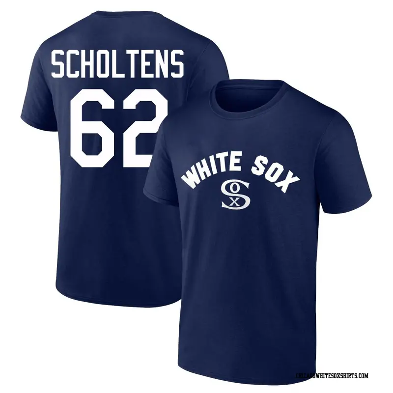 Men's Chicago White Sox ＃62 Jesse Scholtens Navy Cooperstown Winning Streak Alternate Name & Number T-Shirt