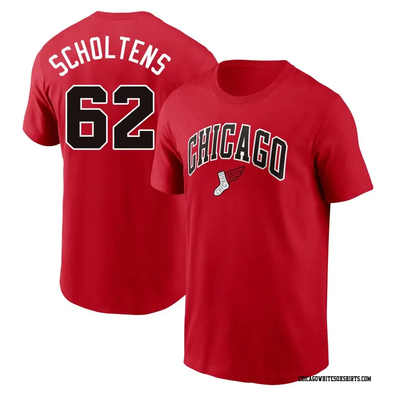 Men's Chicago White Sox ＃62 Jesse Scholtens Red 2025 City Connect Fuse Name & Number T-Shirt