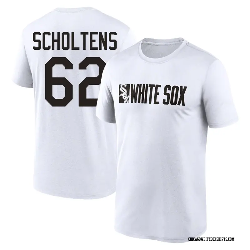Men's Chicago White Sox ＃62 Jesse Scholtens White Knockout Performance Name & Number T-Shirt