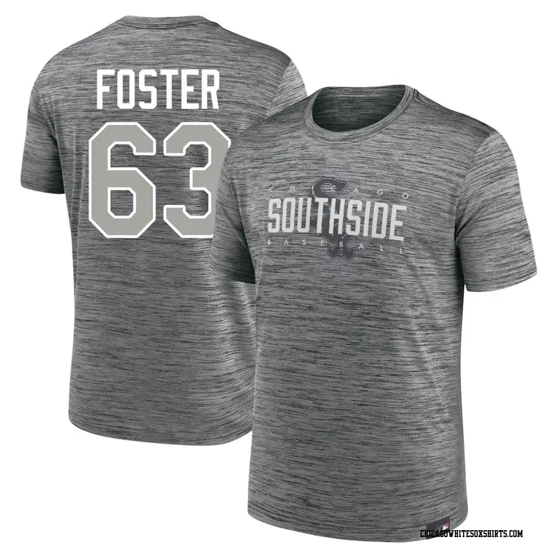 Men's Chicago White Sox ＃63 Matt Foster Anthracite City Connect Velocity Practice Performance Game Day Name & Number T-Shirt