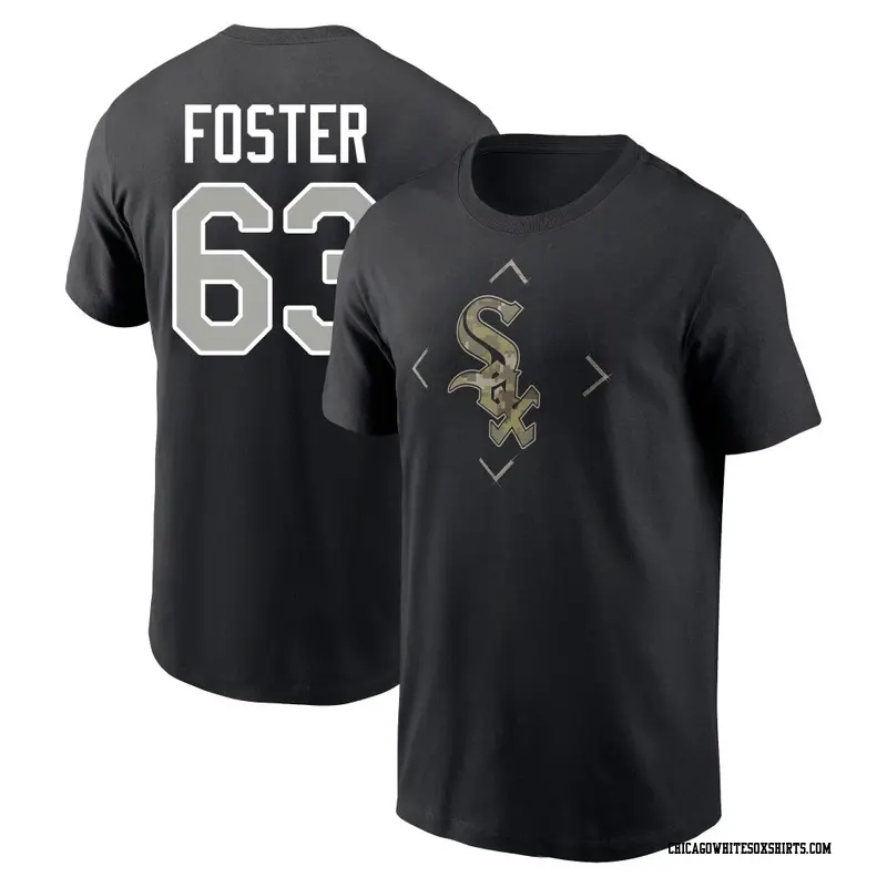 Men's Chicago White Sox ＃63 Matt Foster Black Camo Name & Number T-Shirt