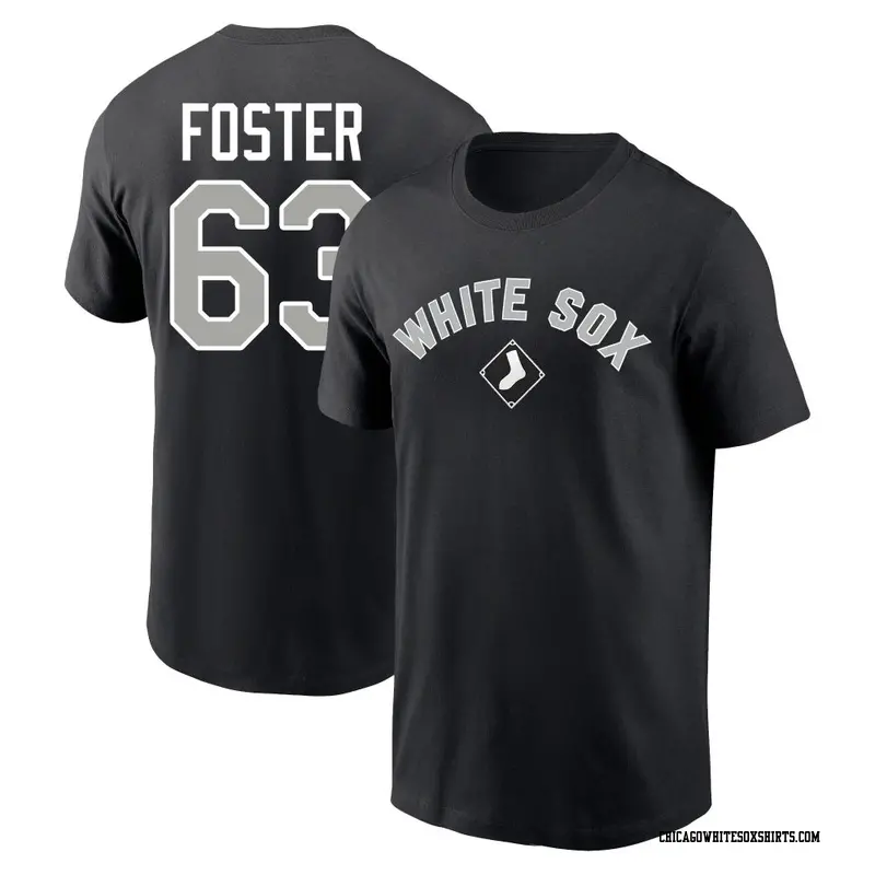 Men's Chicago White Sox ＃63 Matt Foster Black Cooperstown Winning Streak Name & Number T-Shirt
