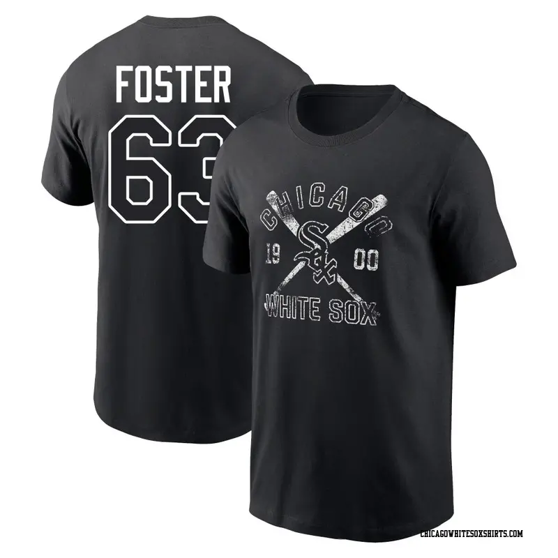 Men's Chicago White Sox ＃63 Matt Foster Black Second Wind Name & Number T-Shirt