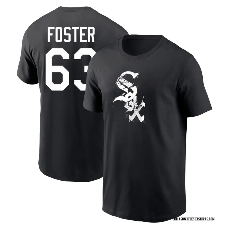 Men's Chicago White Sox ＃63 Matt Foster Black Splatter Name & Number T-Shirt
