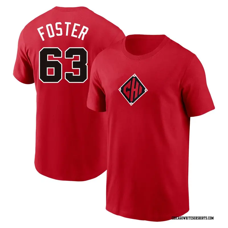 Men's Chicago White Sox ＃63 Matt Foster Red 2025 City Connect Phrase Script Performance Name & Number T-Shirt