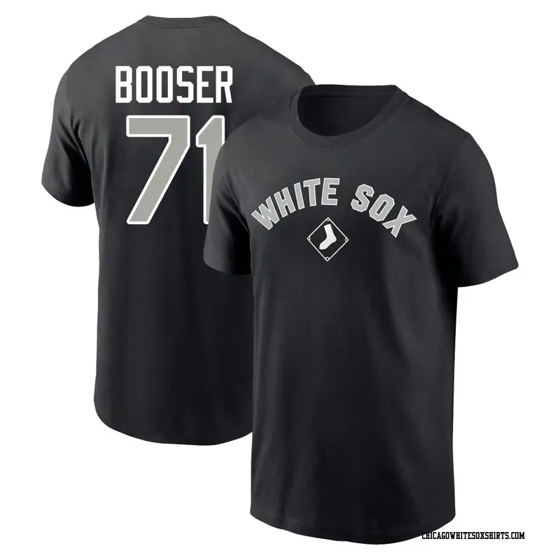 Men's Chicago White Sox ＃71 Cam Booser Black Cooperstown Winning Streak Name & Number T-Shirt