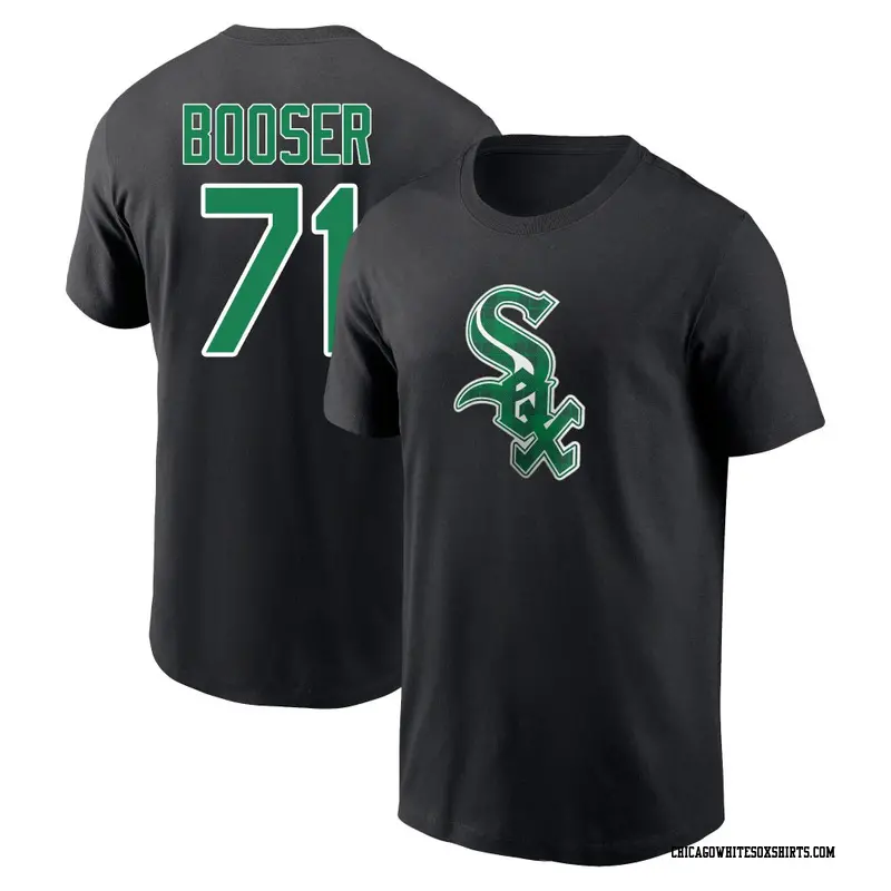 Men's Chicago White Sox ＃71 Cam Booser Black Emerald Plaid Name & Number T-Shirt