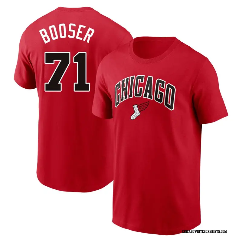 Men's Chicago White Sox ＃71 Cam Booser Red 2025 City Connect Fuse Name & Number T-Shirt