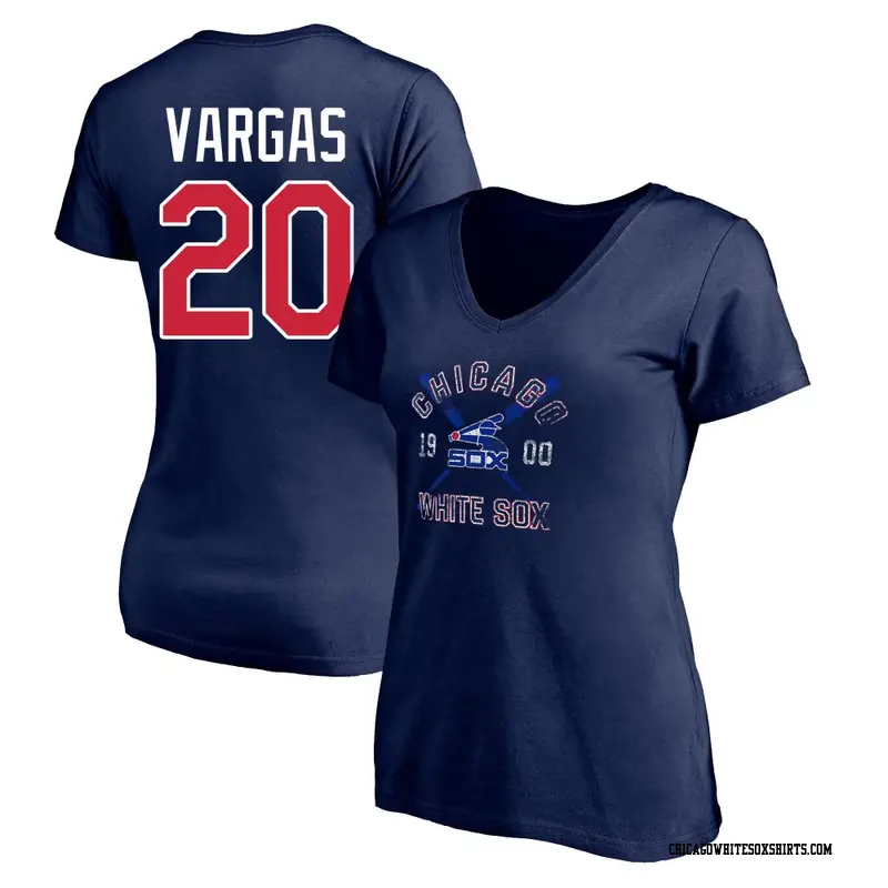 Women's Chicago White Sox ＃20 Miguel Vargas Navy Second Wind Name & Number T-Shirt