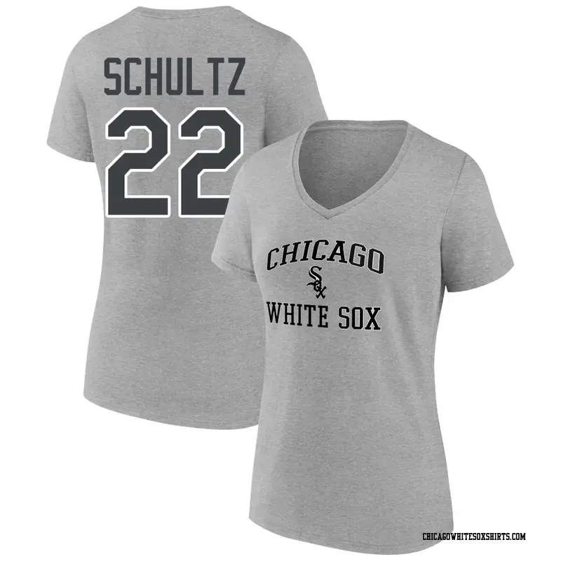Women's Chicago White Sox ＃22 Noah Schultz Gray Heart & Soul Name & Number T-Shirt