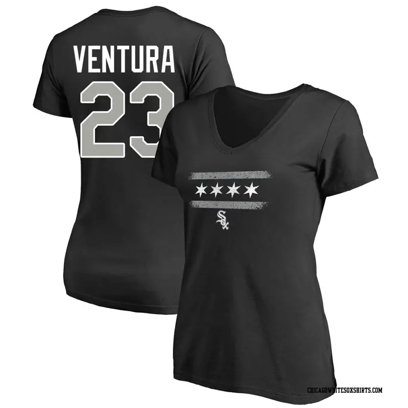 Women's Chicago White Sox ＃23 Robin Ventura Black Adrenaline Name & Number T-Shirt