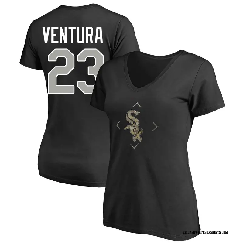 Women's Chicago White Sox ＃23 Robin Ventura Black Camo Name & Number T-Shirt
