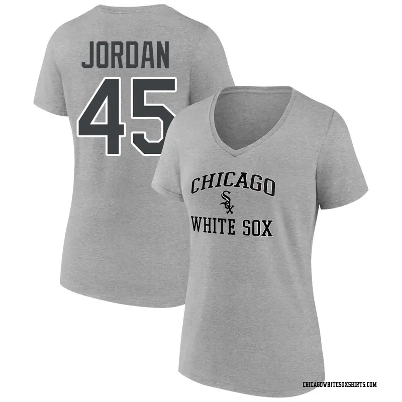 Women's Chicago White Sox ＃45 Michael Jordan Gray Heart & Soul Name & Number T-Shirt
