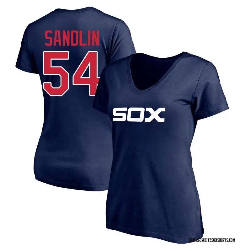 Women's Chicago White Sox ＃54 David Sandlin Navy Cooperstown Collection Wahconah Name & Number T-Shirt