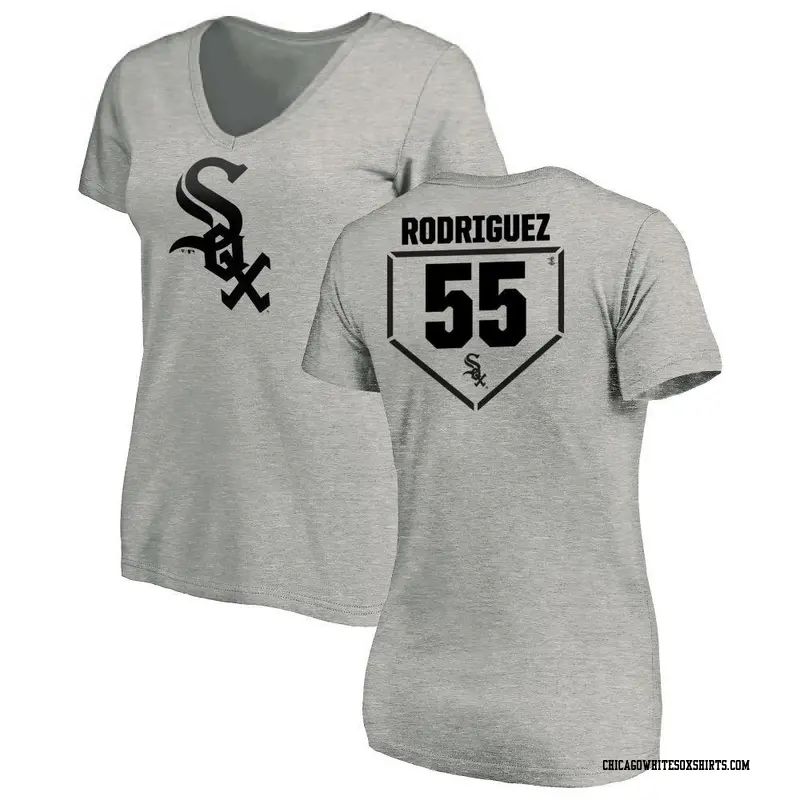 Women's Chicago White Sox ＃55 Jose Rodriguez Gray RBI Slim Fit V-Neck T-Shirt Heathered