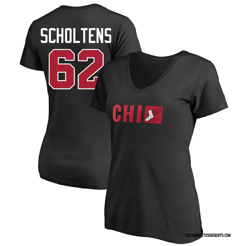 Women's Chicago White Sox ＃62 Jesse Scholtens Black 2025 City Connect Tricode Name & Number T-Shirt