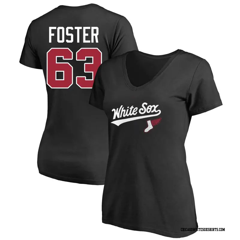 Women's Chicago White Sox ＃63 Matt Foster Black 2025 City Connect Name & Number T-Shirt