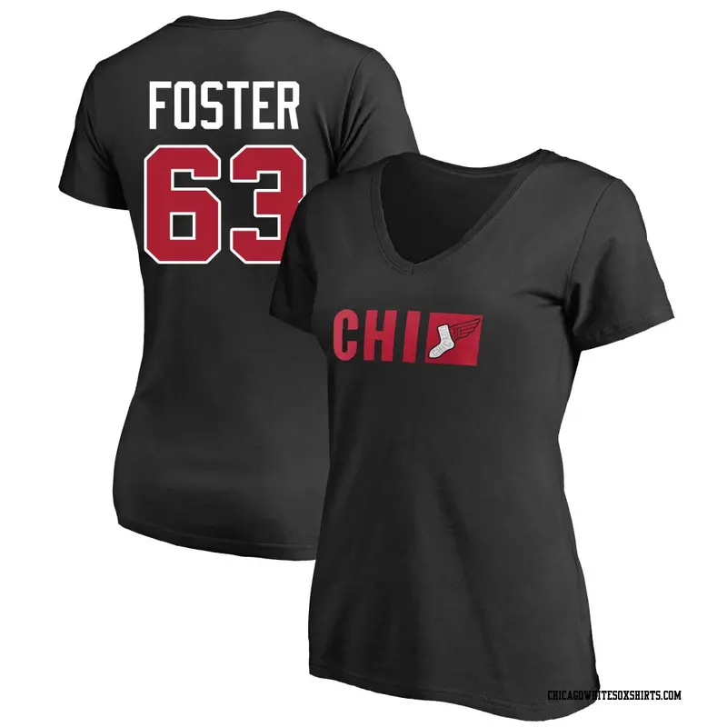 Women's Chicago White Sox ＃63 Matt Foster Black 2025 City Connect Tricode Name & Number T-Shirt
