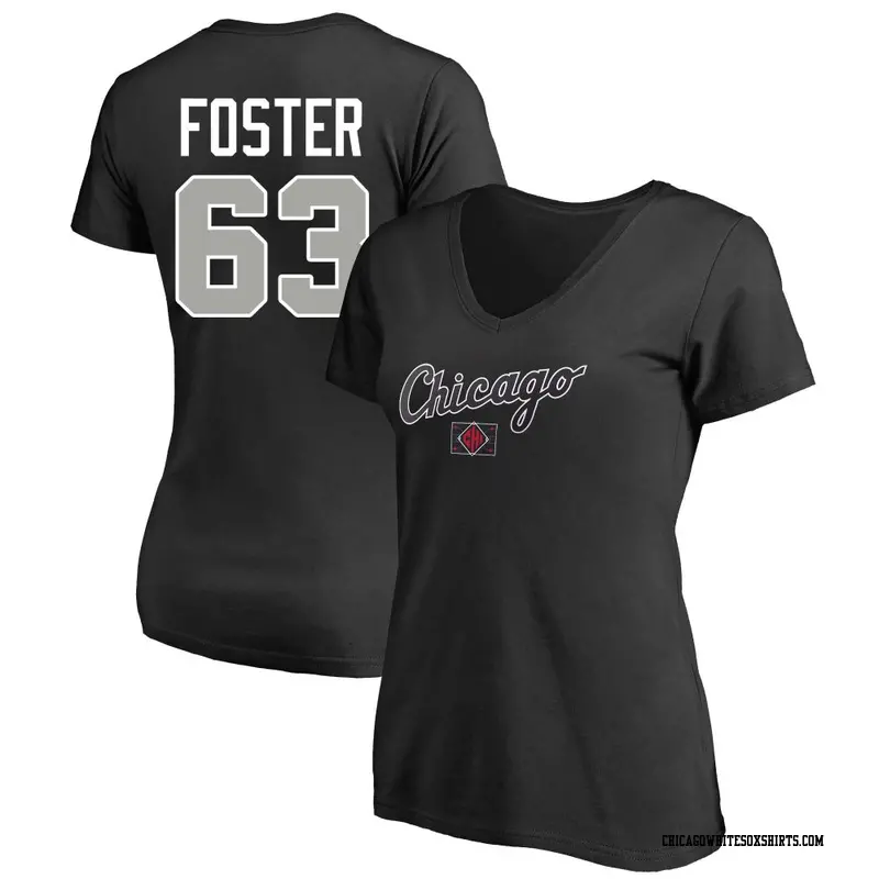 Women's Chicago White Sox ＃63 Matt Foster Black 2025 City Connect Word Name & Number T-Shirt