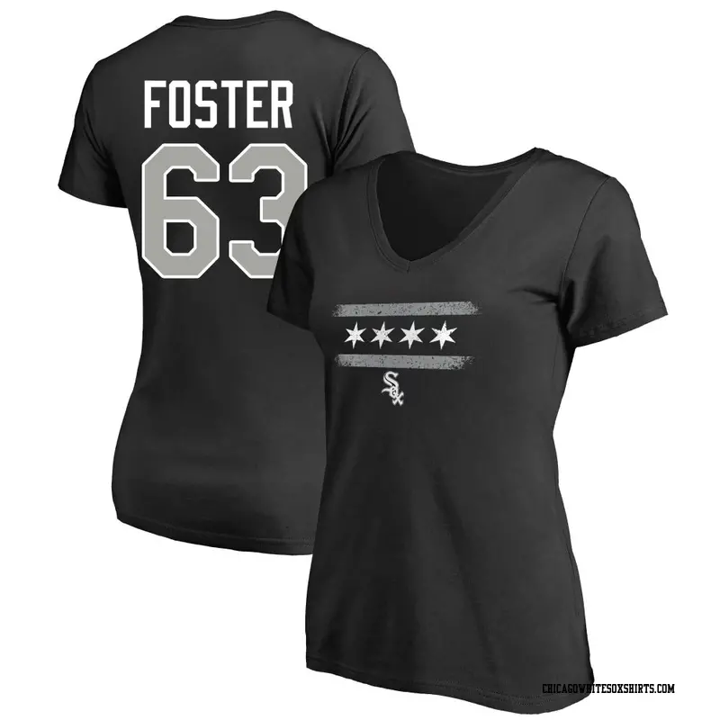 Women's Chicago White Sox ＃63 Matt Foster Black Adrenaline Name & Number T-Shirt