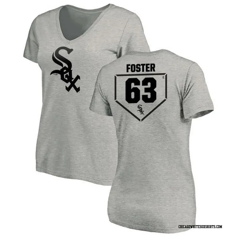 Women's Chicago White Sox ＃63 Matt Foster Gray Branded RBI Slim Fit V-Neck T-Shirt Heathered