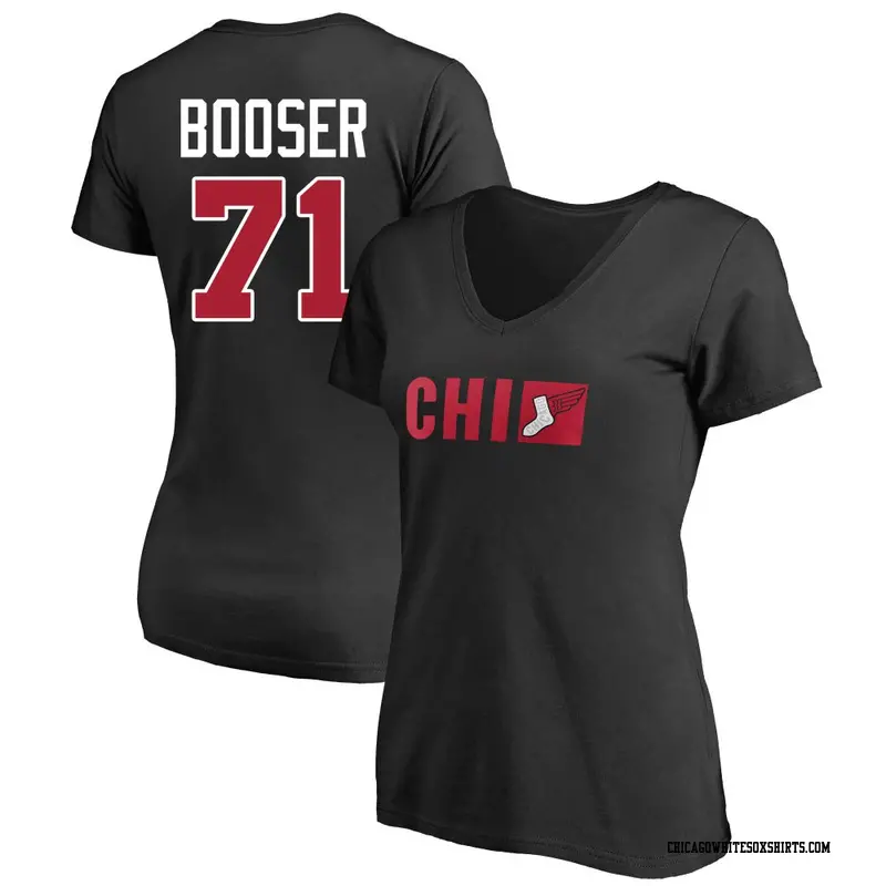 Women's Chicago White Sox ＃71 Cam Booser Black 2025 City Connect Tricode Name & Number T-Shirt