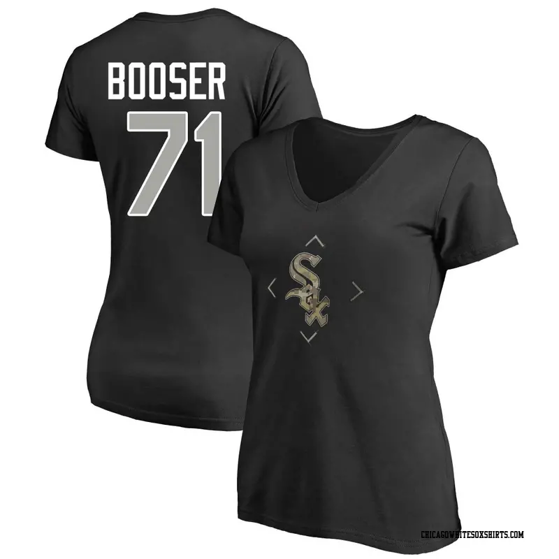 Women's Chicago White Sox ＃71 Cam Booser Black Camo Name & Number T-Shirt