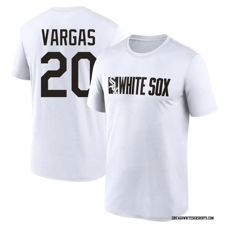 Youth Chicago White Sox ＃20 Miguel Vargas White Knockout Performance Name & Number T-Shirt